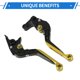 thumbnail image 5 of Palancas de freno y embrague cortas y largas para Yamaha YZF R1 1999-2001, palanca de freno ajustable de motocicleta, aleación de aluminio, mango negro con extremo dorado, 5 of 6