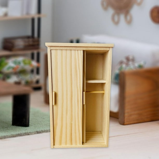 Armario En Miniatura 1:12 Para Casa De Muñecas – Mueble De Madera Blanca De 9.5x4x15.4 Cm, Decoración Y Juguete Educativo
