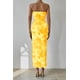 thumbnail image 2 of Vestido PRETTYGARDEN de mujer sin tirantes, maxi floral amarillo, talla pequeña, 2 of 7