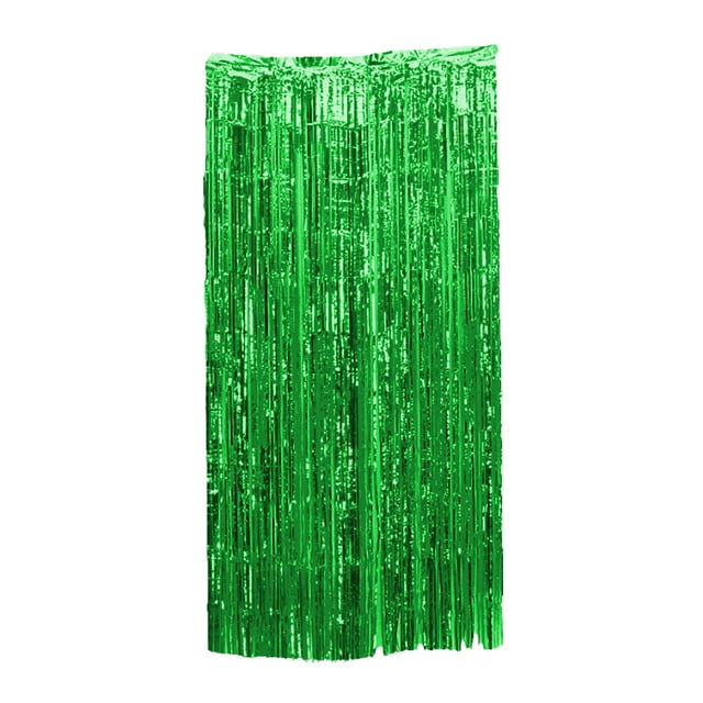 Cortina con flecos Billuyoard de papel de aluminio decorativo y brillante Verde 3*1m