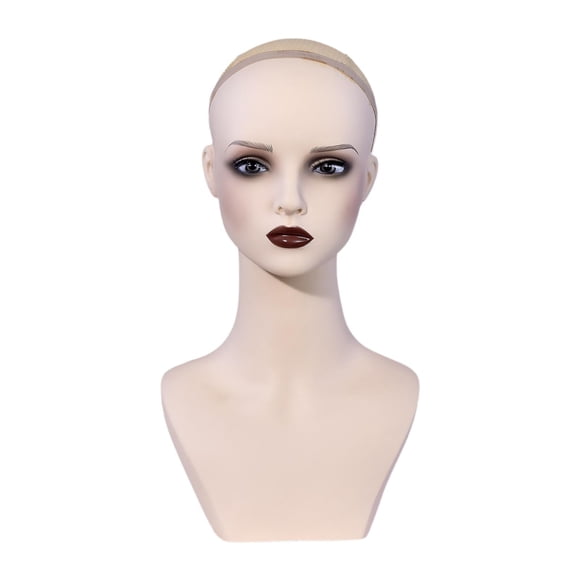Cabeza de maniquí femenino con orejas, lisa, profesional, estable, de PVC, para exhibición de pelucas, diademas y joyas.