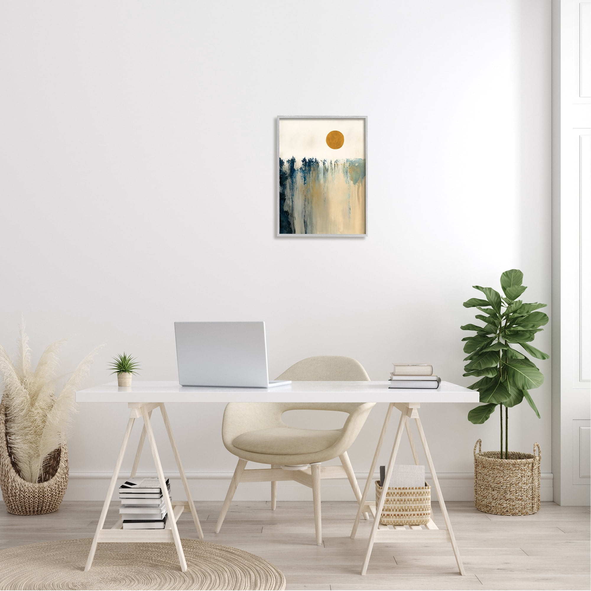 Abstract Daytime Sun Landscape Fluid Shapes Design Abstract Painting Framed Art Print Wall Art