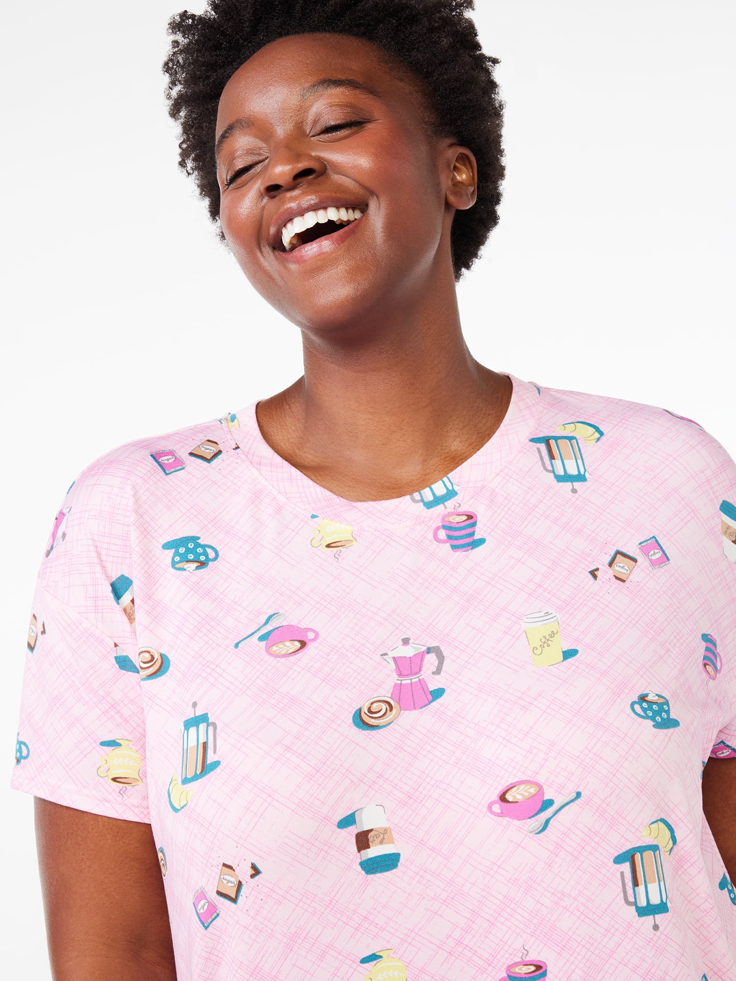 Joyspun Women's Print Sleepshirt with Pockets, Sizes S/M to 2X/3X
