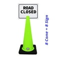 thumbnail image 2 of RK-Safety 28" Lime Cone, Black base without Reflective Tape, Plus Cone Sign 14 Road Closed, (Cone-8 ea + Cone Sign-8 ea), 2 of 2
