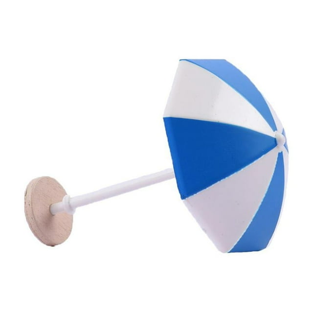 HILABEE 9 Pcs Parasol de Plage Coloré Décoration de Scènes de Jardin de Maison de Poupée Bleu+m