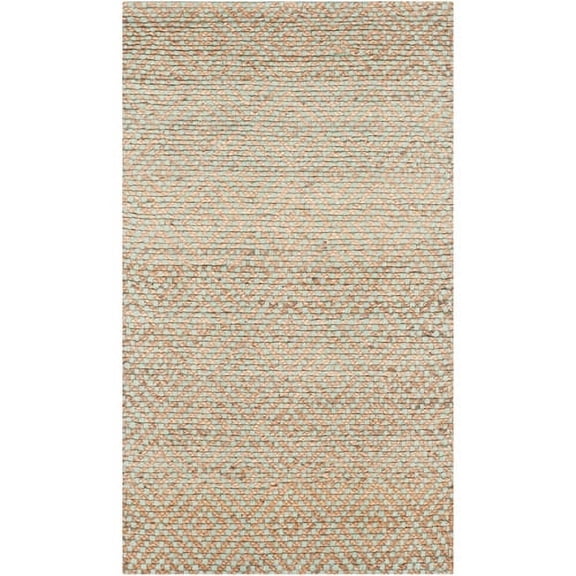 SAFAVIEH Natural Fiber Braxton Braided Jute Area Rug, Natural/Green, 2'6" x 4'