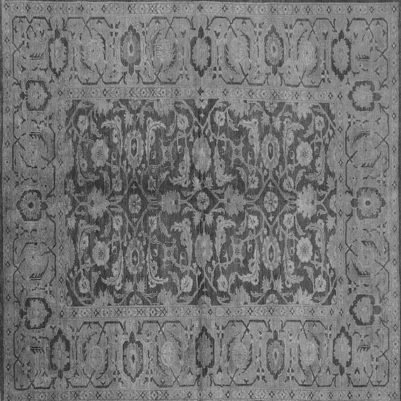 Ahgly Company Indoor Square Oriental Gray Industrial Area Rugs, 5' Square