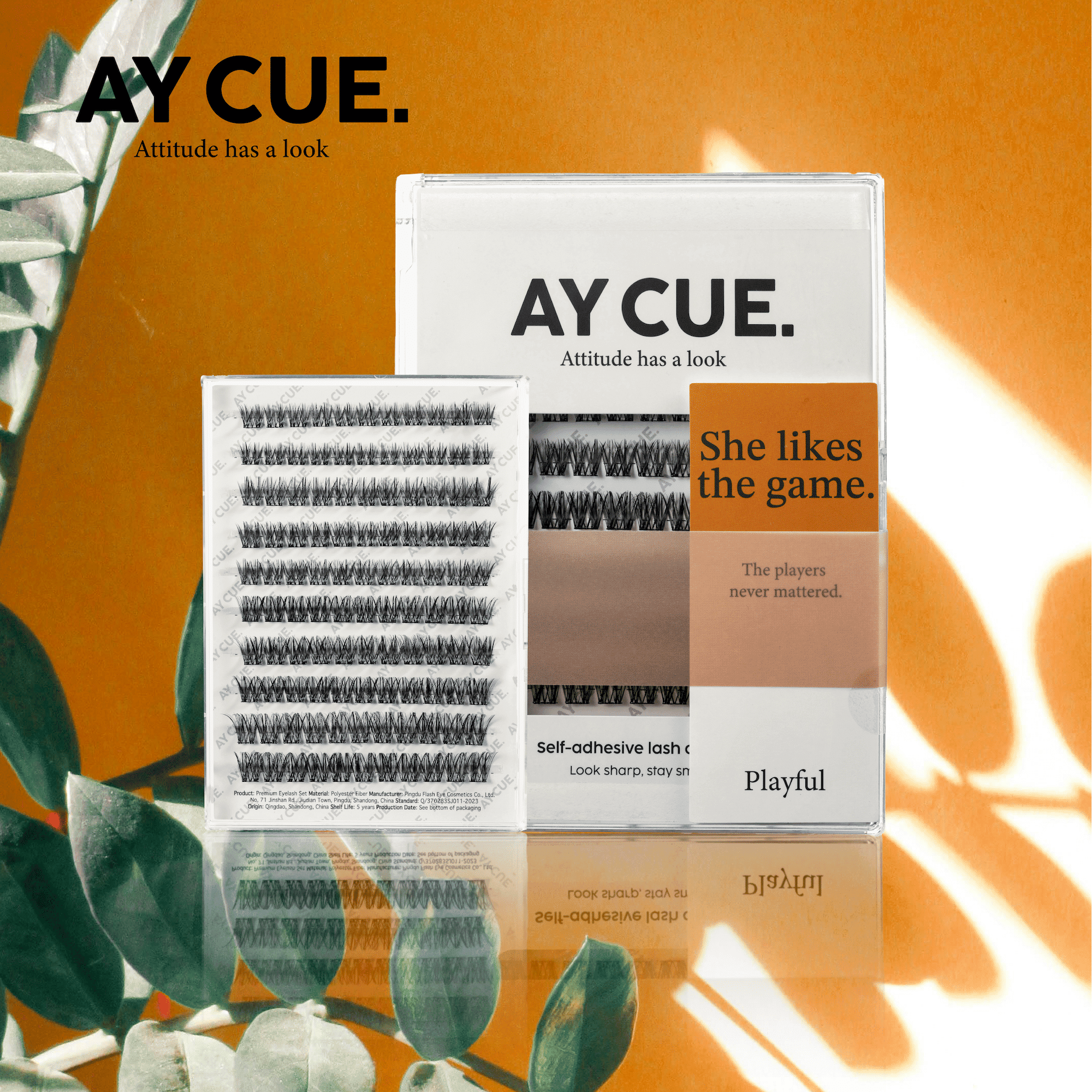 AYCUE #SHE LIKES THE GAME# Self-adhesive Lash Clusters C Curl 10-16mm 110 Clusters Glue-free Eyelashes Extensions for Natural Look Easy Application