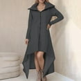 thumbnail image 2 of Wuxian Women Sweatshirt Zip Up Long Sleeve Hooded Dress Oversized Long Length Sweater Dress Winter Warm Soft Tunic Jacket With Pockets Casual Streetwear Outfit,GY1,XXXL, 2 of 8