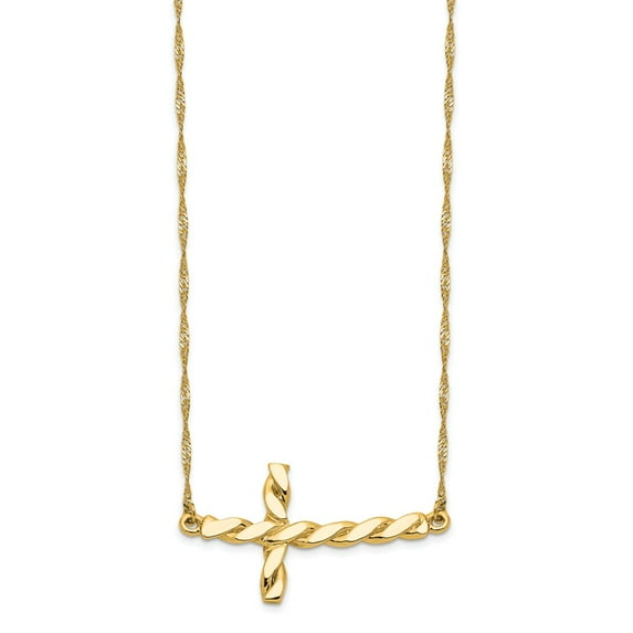 14K Yellow Gold necklace Rope Themed Twisted 17 in 0.7 mm