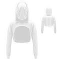 thumbnail image 5 of Aislor Kids Girls Mesh Long Sleeve Drawstring Hooded Crop Top for Hip Hop Jazz Dance Costume White 8, 5 of 6