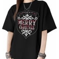 thumbnail image 1 of Camisetas para mujer Feliz Navidad, camisetas gráficas de manga corta, camisetas holgadas, camisetas casuales de algodón, 1 of 8