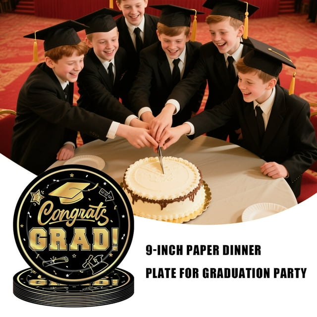 Household Tableware Dining Essentials Meal Service Set Dinnerware Kitchen Tableware Exquisite Graduation Themed Paper Plates and Napkins Adding to The Joyful Atmosphere of Graduation Parties
