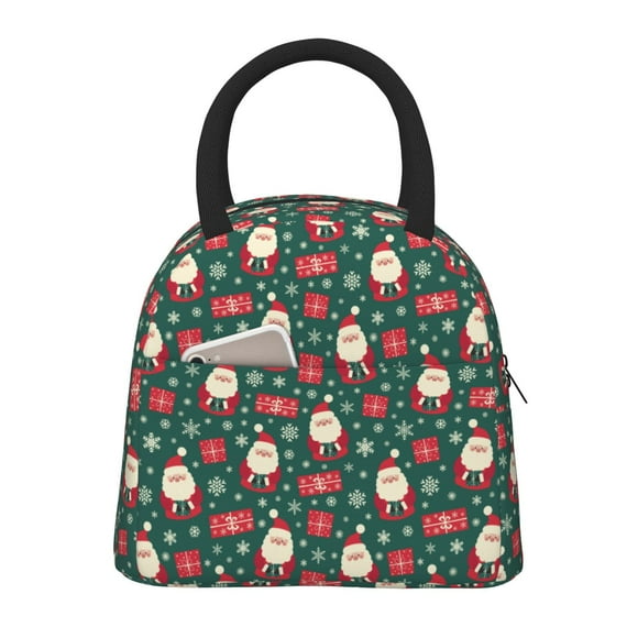 Easygdp Santa Claus Bolsa de Almuerzo Insulada Grande, Forro de Aluminio, Diseño Espacioso, a Prueba de Fugas, Ideal para Trabajo, Picnics, Viajes y Actividades al Aire Libre