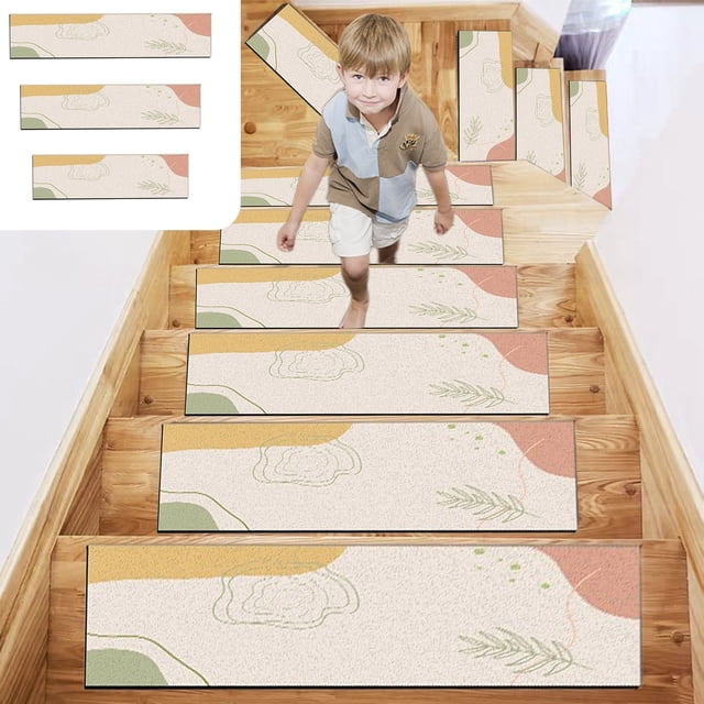 Alfombrilla antideslizante para la escalera 26"x10" | Alfombra de poliéster engrosado autoadhesivo | Alfombra escalonada de escaleras de color sólido, lavable y reducidora de ruido | Ajuste seguro