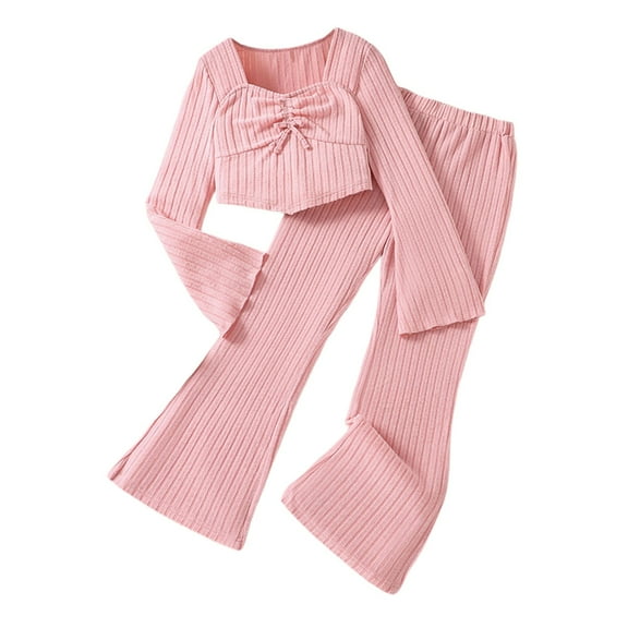 Gyexs Girls Clothes Sets Long High Waist Knit Tops & Flare Pants 2PC Outfits,15-16 Years