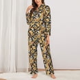 thumbnail image 2 of KLL Sunflowers Bee Print Women's Long Sleeve Pajamas with Pants Sleepwear Loungewear 2 Set-Medium, 2 of 7