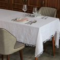 thumbnail image 1 of GFDYREE Linen Table Cloth with Tassel - 60 x 84 Inch White, Washable Cover for Rectangle Tables, 100% Pure Natural Flax Fabric Dinning Tablecloth Decoration, 1 of 7