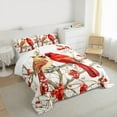 thumbnail image 4 of Manfei Cute Cardinals Queen Comforter Set,Xmas Cherry Bedding Sets,Red White Bedding Comforter Set For Teens,Ultra Soft Home Decor,3pcs, 4 of 9