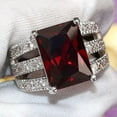 thumbnail image 3 of Princess Cut Red AAA Zircon Hollow Band for Female 925 Silver Wedding Ring Gift, 3 of 5