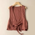 thumbnail image 3 of Yoodem Vests for Women 2023 Sweater Vest Women Women's Cotton Linen Vest Casual Sleeveless Jacket Tie Front Lightweight Vest Fall Outfits Red M, 3 of 3