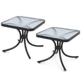 thumbnail image 1 of Gymax 2PCS 20'' Outdoor Side Table w/Tempered Glass Top  Metal Frame Patio End Table, 1 of 10