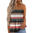 thumbnail image 1 of SAYOO Camisetas Sin Tirantes para Mujer, Sin Mangas Plisadas Color Degradado/Pluma/Raya/Flor/Bandera Pullover, Tops Sueltos de Verano para Mujer SAYOO  casual, 1 of 4