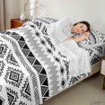 thumbnail image 4 of Manfei Boho Aztec Queen Sheets, Tribal Geometric Queen Sheet Sets, Black White, Black Reversible 4 Pieces1 Flat Sheet + 1 Fitted Sheet + 2 Pillowcases, 4 of 6