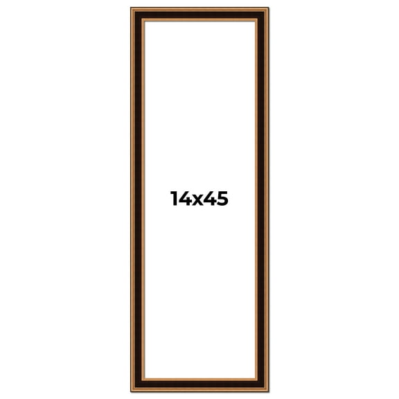 14x45 Frame Gold Brown Plein Air Vintage Solid Wood Picture Frame | 1.75 Inches Moulding Width |