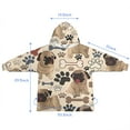 thumbnail image 7 of Pug and Footprint Blanket Hoodies for Kids 6-13YR Oversize Wearable Blanket Hoodies for Boys Girls Teens, 7 of 7