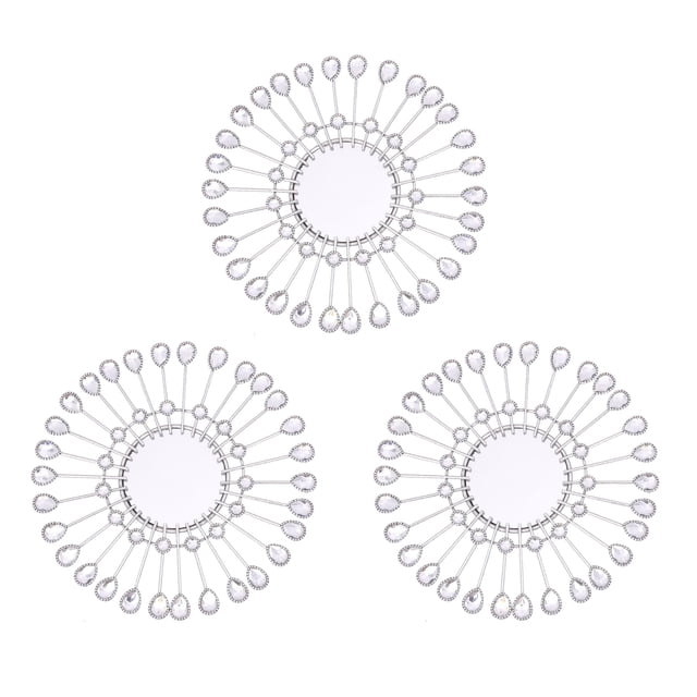 Espejo decorativo Manortang de 3 piezas, 23 cm, diseño Sunburst plateado