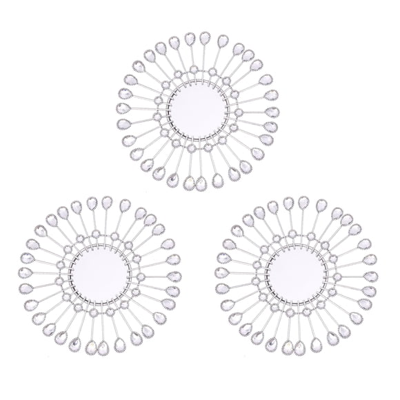 Espejo decorativo Manortang de 3 piezas, 23 cm, diseño Sunburst plateado