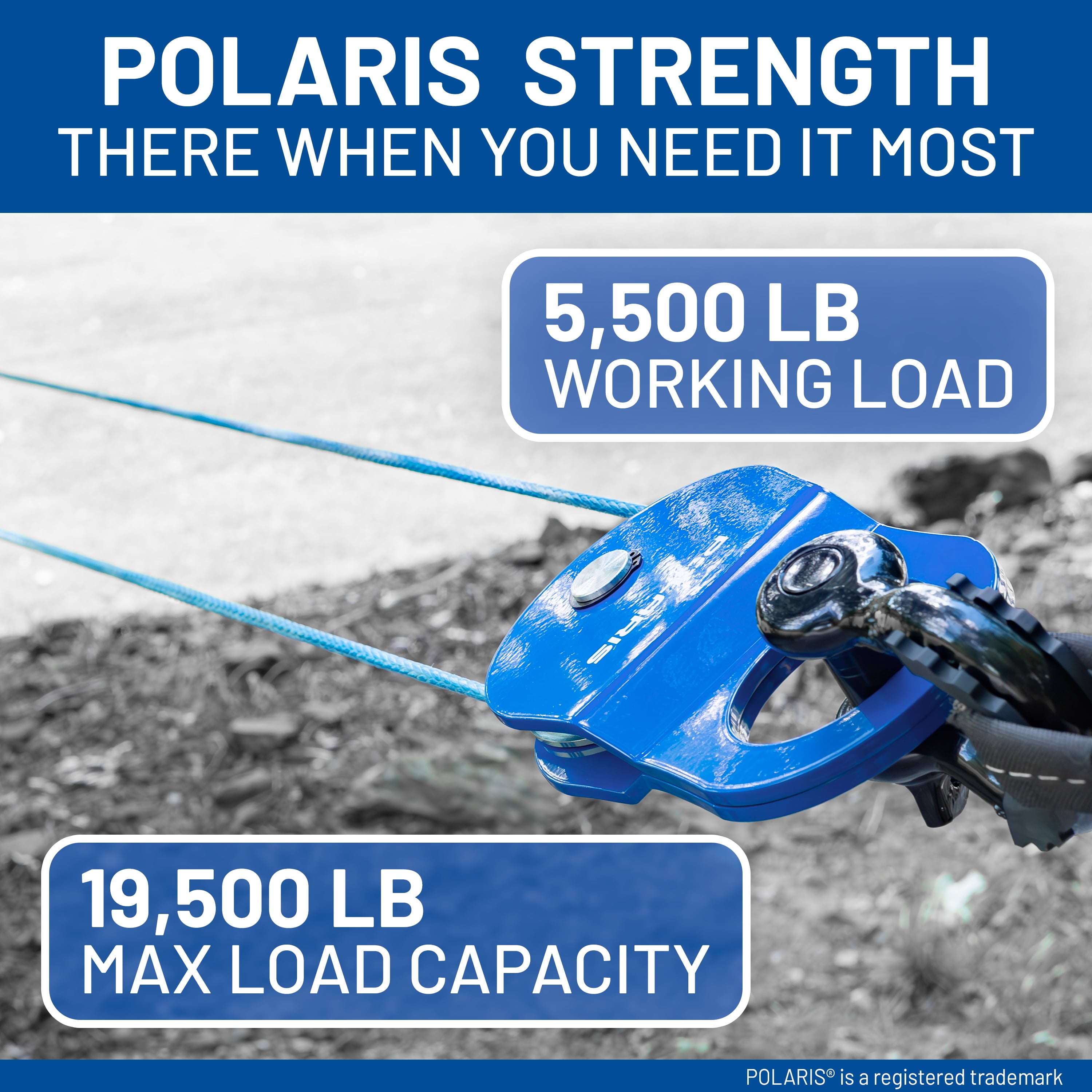 Polaris Heavy Duty Snatch Block, 19,500 pounds Maximum Load Capacity, 5,500 pounds Working Load, Heavy Duty Offroad Recovery Accessory for Truck, Tractor, ATV & UTV