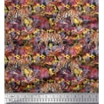 thumbnail image 1 of Soimoi polyester Crepe Fabric texture,leaves & tiger Animal Printed Fabric 1 Yard 52 Inch Wide, 1 of 1