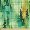 thumbnail image 2 of Ambesonne Forest Fabric by the Yard Upholstery, Vintage Jungle Landscape Art, 3 Yards, Fern Green and Laurel Green, 2 of 5