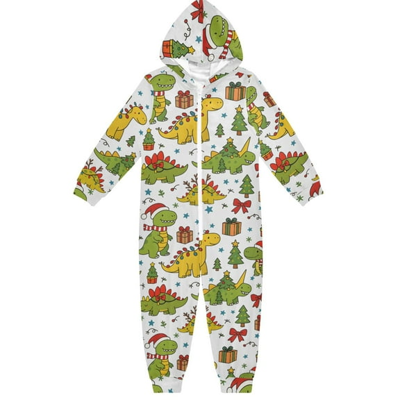 Cartoon Dinosaur One Piece Pajamas Soft Jumpsuit Cozy Sleep and Play Romper Zipper and Pockets 4T