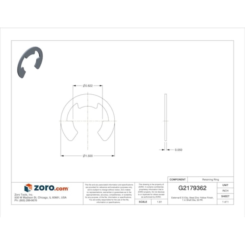 External-E E-Clip, Steel, Zinc Yellow Finish, 50 PK SE-98ST ZD