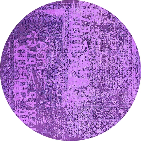 Ahgly Company Indoor Round Oriental Purple Industrial Area Rugs, 5' Round