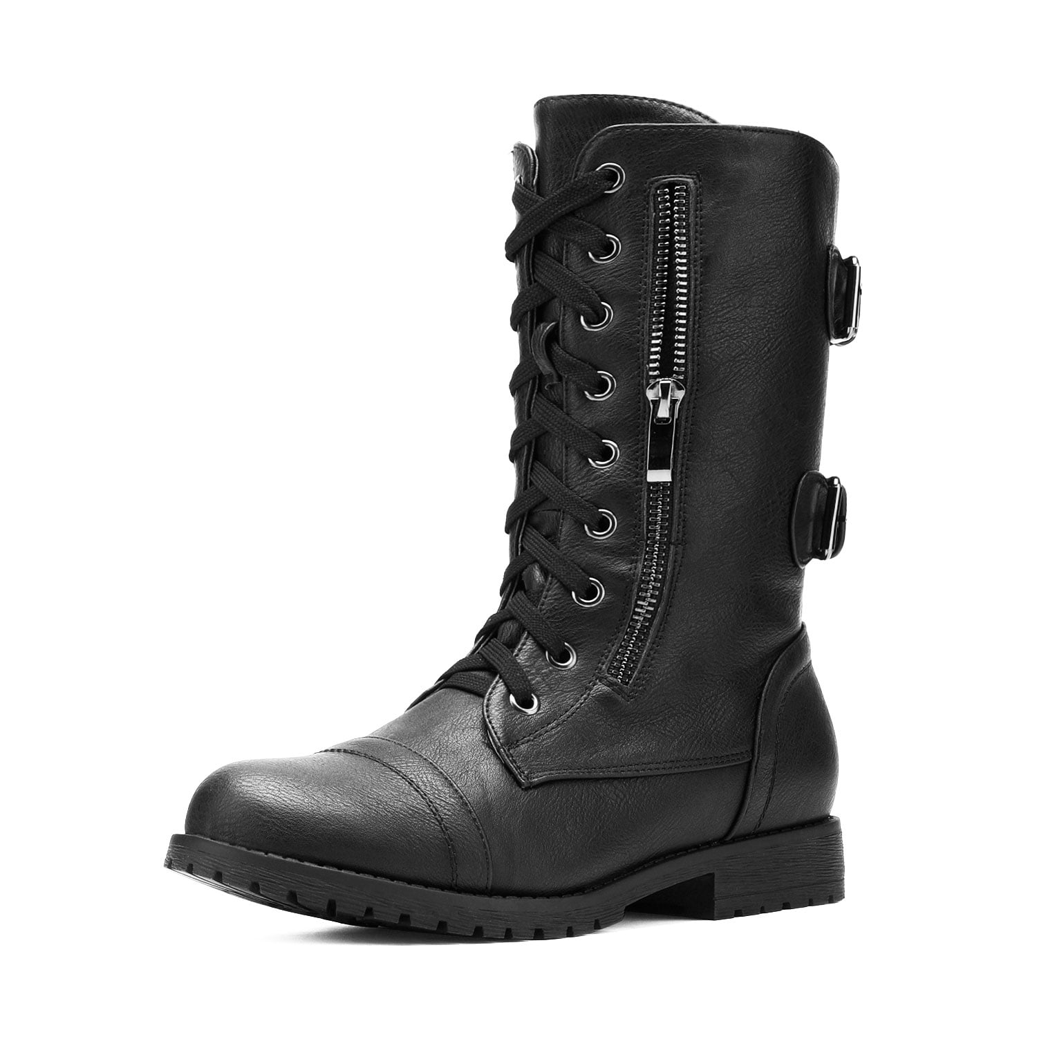 save money with deals DREAM PAIRS Women's Mid Calf Combat Riding Boots ...