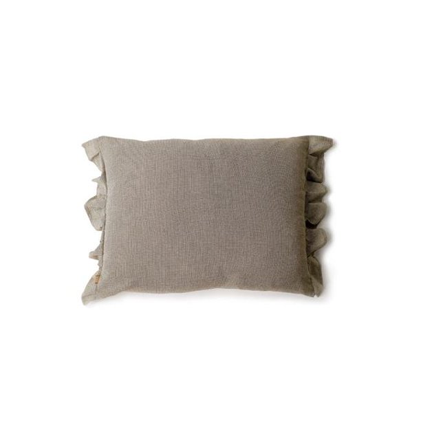 HomeRoots 384422 Khaki Tiny Check with Ruffle Lumbar Accent Pillows