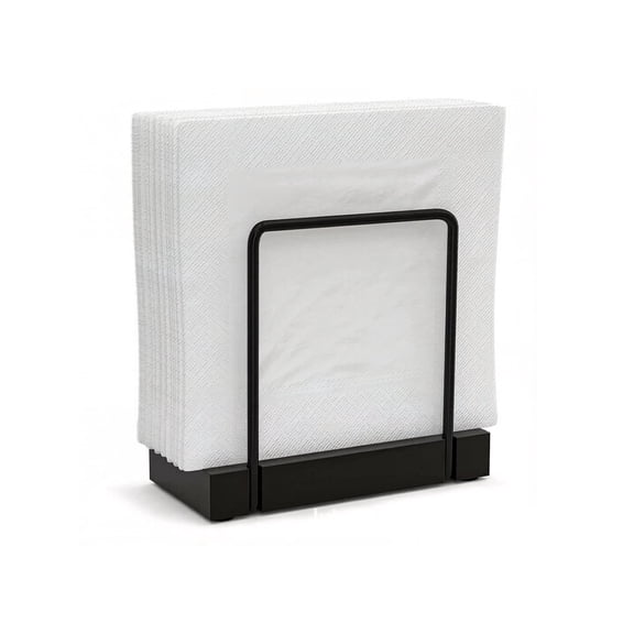 1-Pack Black Metal Napkin Holder, Freestanding Upright Paper Napkin Organizer for Kitchen Counter, Dining Table, Mail and Bills