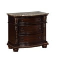 thumbnail image 2 of Miekor Furniture Traditional Style End Table 3-Drawer Nightstand with Marble Top Rich Brown Cherry Finish Solid Wood Wooden Bedroom W5U964, 2 of 7