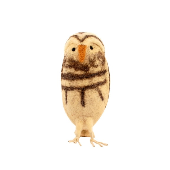 De Kulture Works Wool Felt Owl Eco Friendly Needle Felted Ornament Stuffed Decorative Showpiece, 4x3x7.5 LWH inches