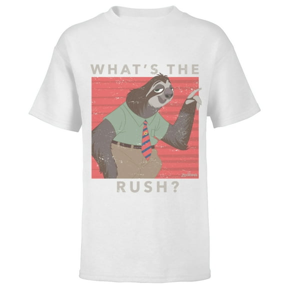 Disney Zootopia Flash What's The Rush T-Shirt - Short Sleeve T-Shirt for Kids - Customized-White