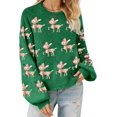 thumbnail image 1 of Pull de Noël pour Femmes avec Motif de Renne Manches Longues Col Rond Décontracté pour Fêtes, 1 of 8