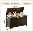 thumbnail image 3 of SESSLIFE Toy Storage Box with Lid, Wooden Toy Chest Seating Bench for Boys and Girls, Safety Hinged Storage Chest, Toy Organizer for Playroom Bedroom Entryway, Espresso, 3 of 7