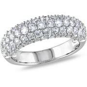 2 Carat T.G.W. Created White Sapphire Sterling Silver Semi-Eternity Ring