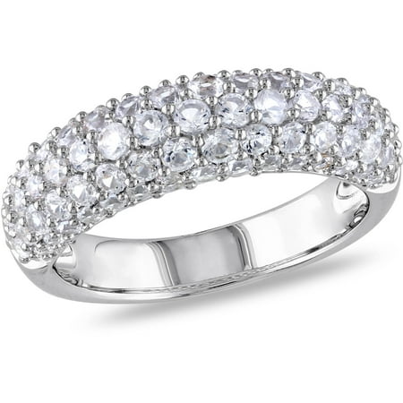 Miabella 2 Carat T.G.W. Created White Sapphire Sterling Silver Semi-Eternity Ring