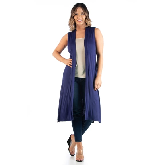 Plus Size Long Sleeveless Cardigan Vest