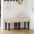 thumbnail image 7 of FAGAGA Small PU Leather Bench with Wood Legs Makeup Chair for Vanity, Modern Accent Ottoman Footstool for Makeup Room, Living Room, Bedroom, Entryway |Beige, 7 of 7